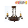 LAMPARA RUSTICA RUEDA 3XE27 MARRON REGX51X51cm