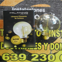 BOMBILLA GLOBO PEQUEÑA 40W E-27 FILAMENTO CARBONO 2800K