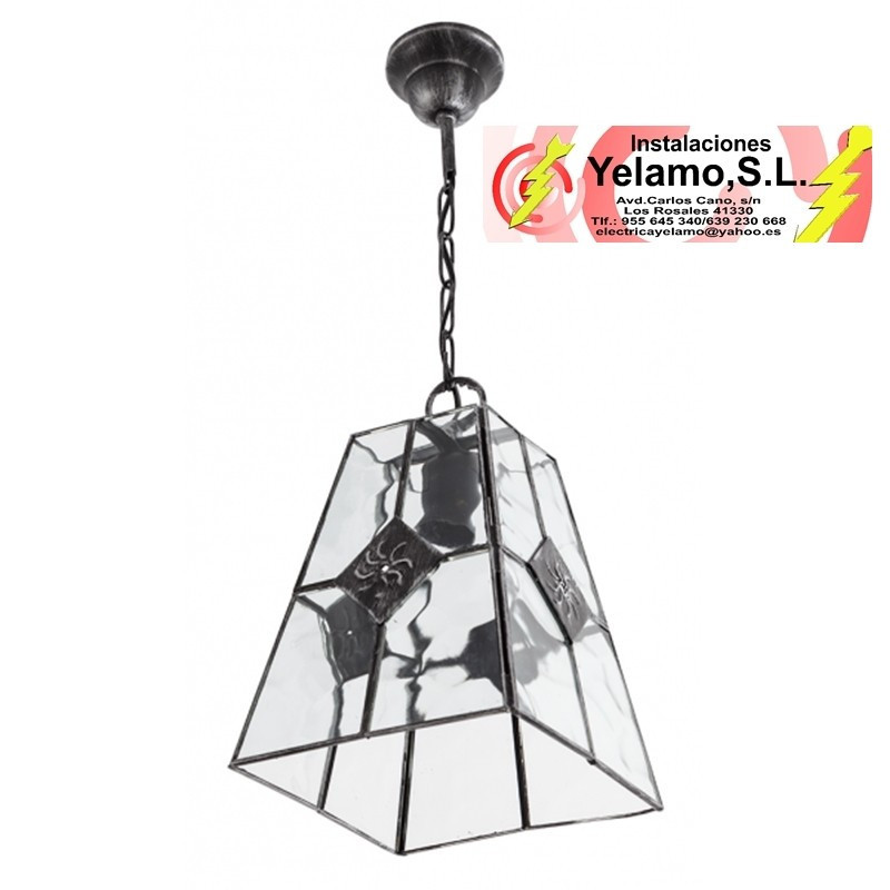 COLGANTE ESTEPA PLATA 1XE27 30X20X20