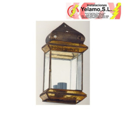 APLIQUE 3 CARAS 1 LUZ AMBAR/CUERO 36X17