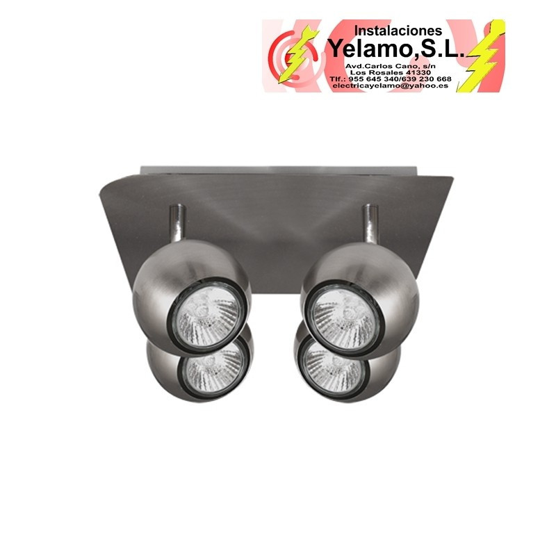 PLAFON DALI NIQUEL 4XGU10 BOMB. HALOG. INCL. 14X25X25