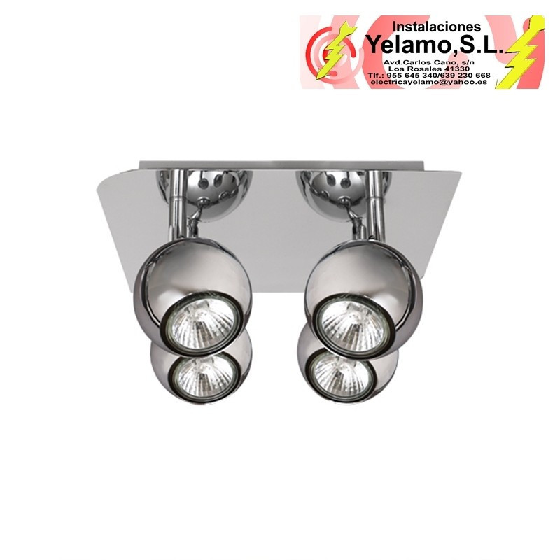 PLAFON DALI CROMO 4XGU10 BOMB. HALOG. INCL. 14X25X25
