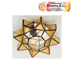 PLAFON/APLIQUE 1 LUZ AMBAR/CUERO 36X36X13