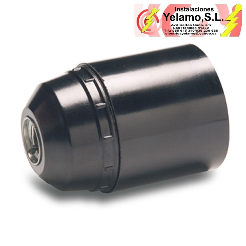 PORTALAMPARAS E-27 NEGRO LISO