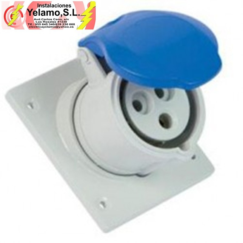 BASE CETAD EMPOTRADA 2P+T 32A AZUL
