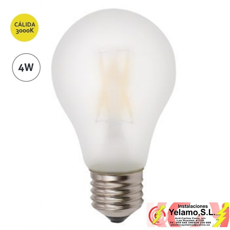 BOMBILLA LED FILAMENTO 4W E-27 ESTANDAR MATE 3000K