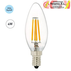 BOMBILLA LED FILAMENTO 4W E-14 VELA 6000 K