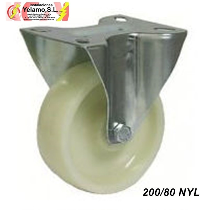 RUEDA PLACA FIJA 200/80 NYL BLANCA