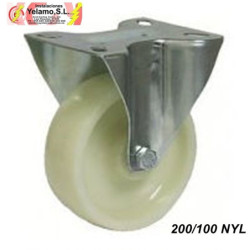 RUEDA PLACA FIJA 200/100 NYL BLANCA