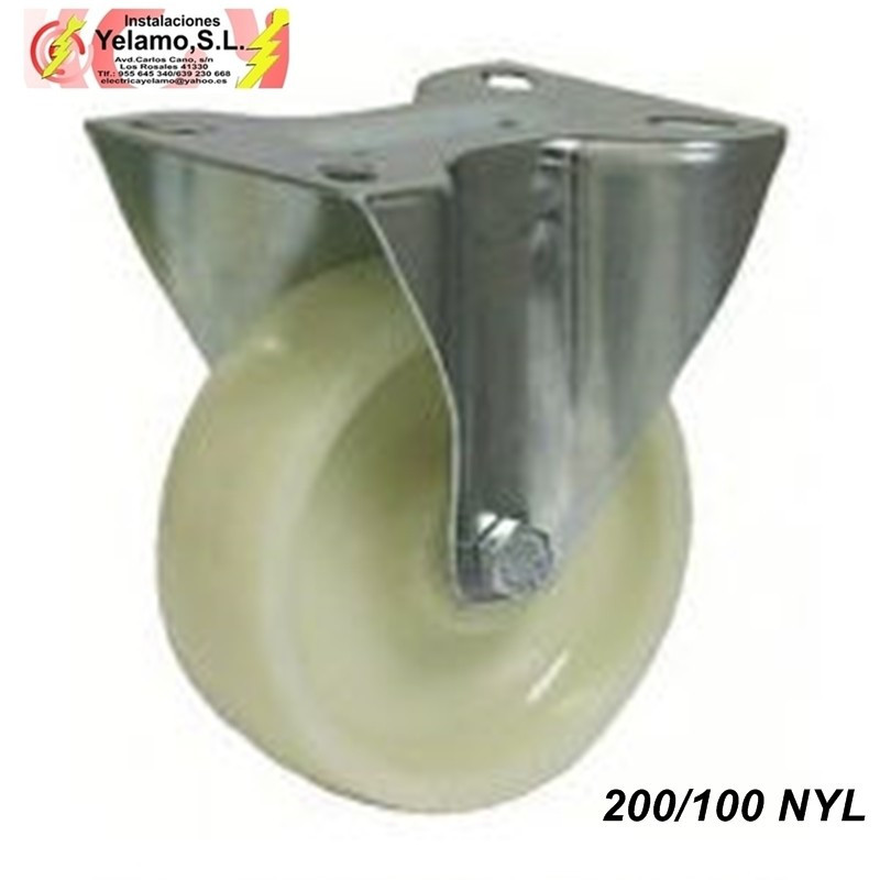 RUEDA PLACA FIJA 200/100 NYL BLANCA