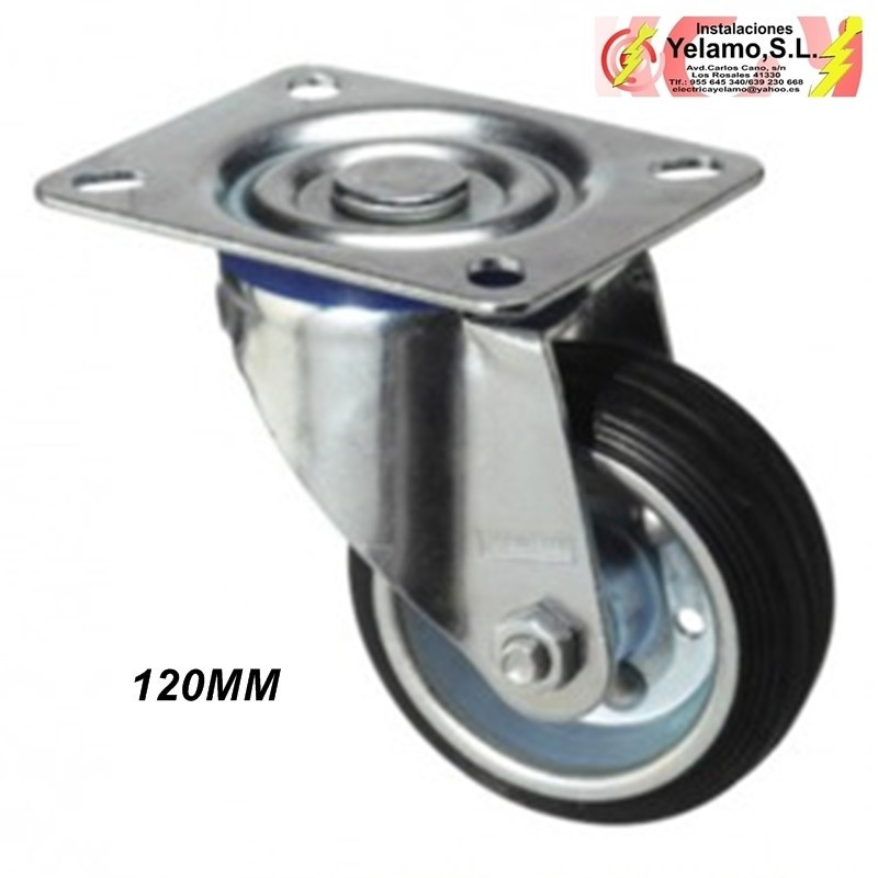 RUEDA PLACA 120MM GOMA NEGRA