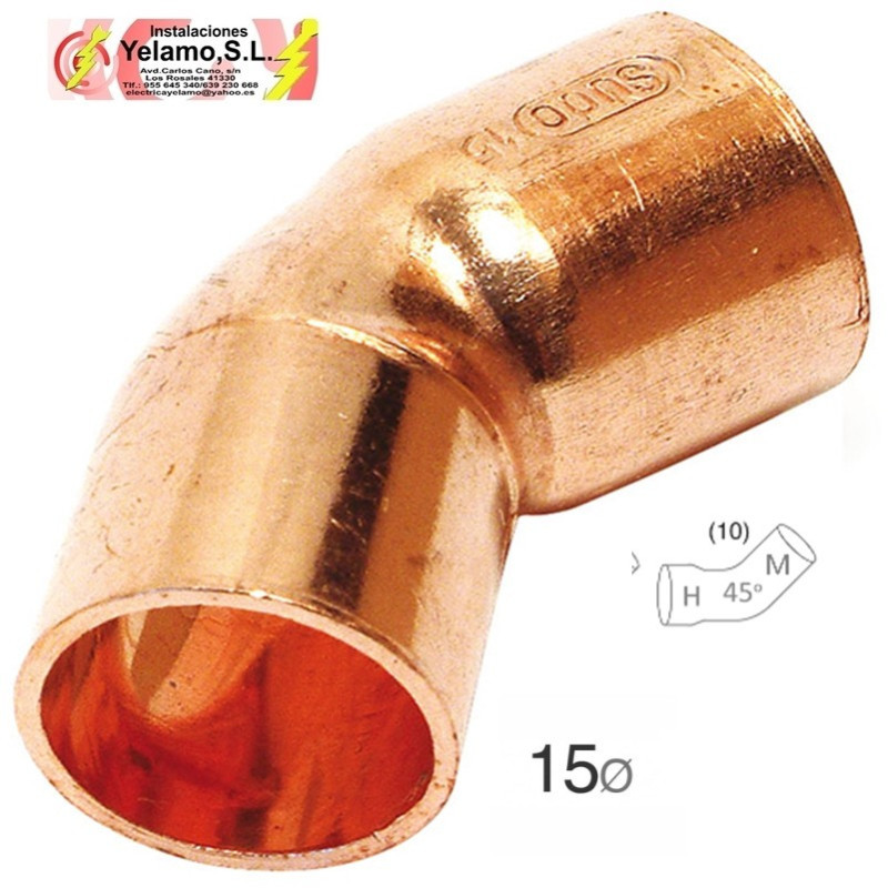 SEMI CODO COBRE M-H 15MM 2 UNIDADES