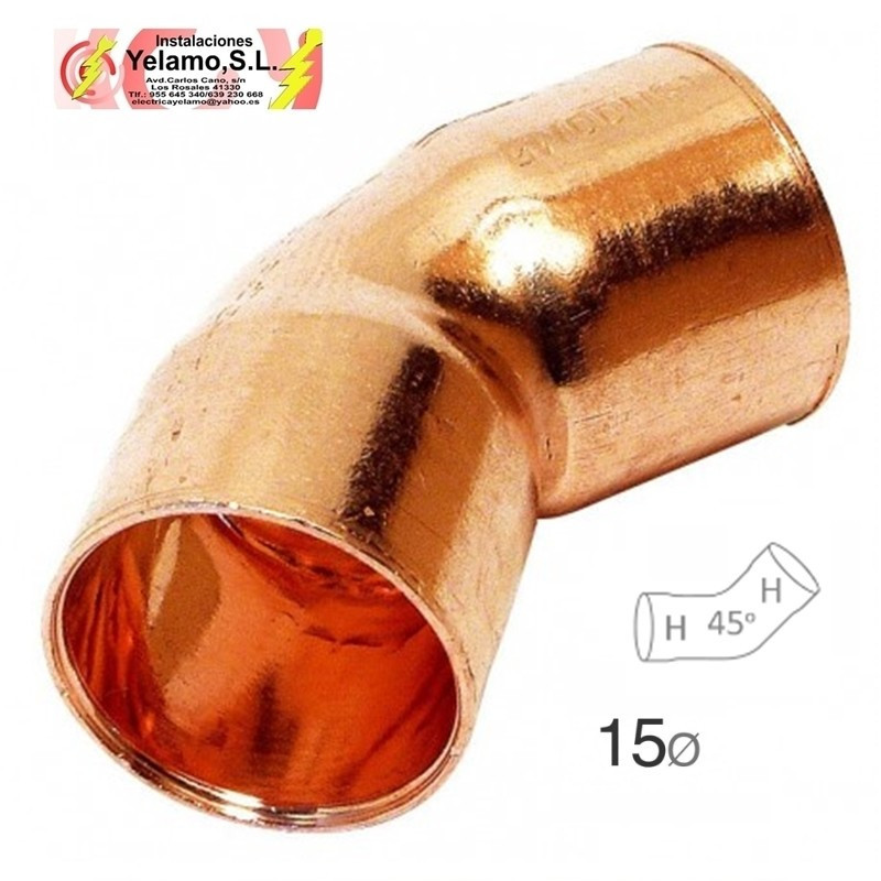 SEMI CODO COBRE H-H 15MM 2 UNIDADES