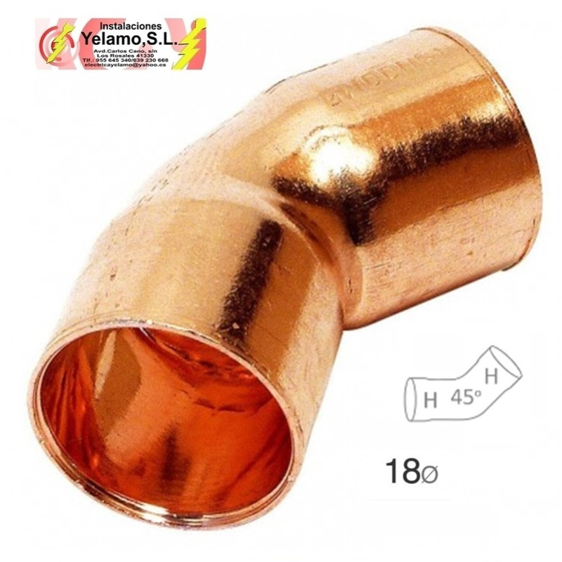 SEMI CODO COBRE H-H 18MM 2 UNIDADES