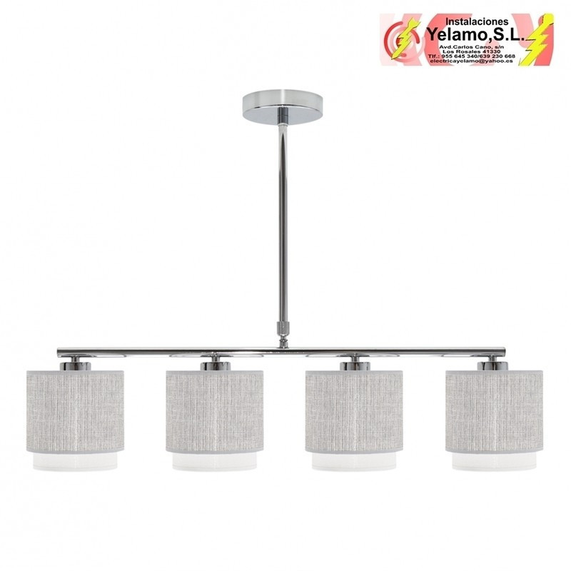 LAMPARA KENYA 4XE14 GRIS/BLANCA