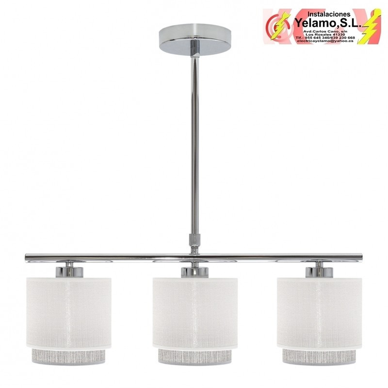 LAMPARA KENYA 3XE14 BLANCA/GRIS