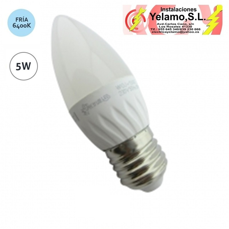 BOMBILLA LED 6W E-27 VELA 6000K
