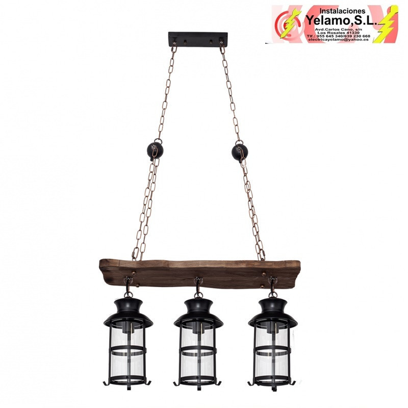 COLGANTE RUSTICO CORTIJO 3XE27 MARRON