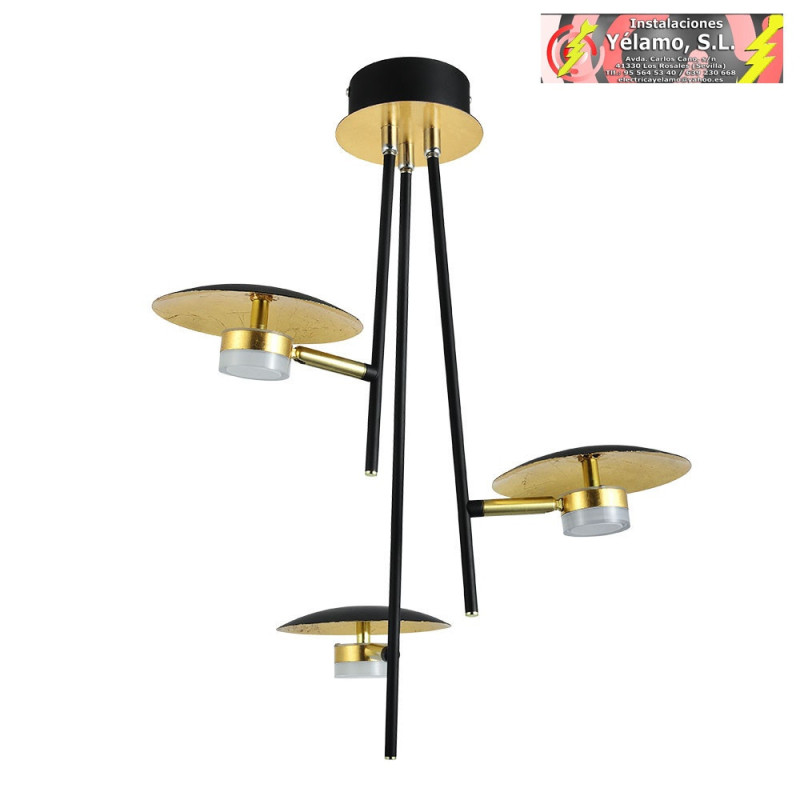 COLGANTE CIUDAD DEL CABO 3L 18W 4000K NEGRO/ORO 53X39X39 CM 1440 LM DIRIGIBLE Y ORIENTABLE