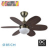 VENTILADOR DC ALVES 2XE27 CUERO 6 ASPAS REV. CEREZO/NOGAL 41X85D C/ REMOTO Y TEMPORIZADOR
