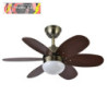 VENTILADOR DC ALVES 2XE27 CUERO 6 ASPAS REV. CEREZO/NOGAL 41X85D C/ REMOTO Y TEMPORIZADOR