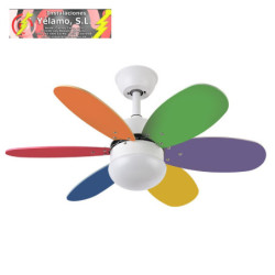 VENTILADOR DC ALVES 2XE27 BLANCO 6 ASPAS REV. PASTEL/INTENSO 41X85D C/ REMOTO Y TEMPORIZADOR
