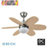 VENTILADOR DC ALVES 2XE27 NIQUEL 6 ASPAS REV. HAYA/PLATA 41X85D C/ REMOTO Y TEMPORIZADOR