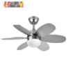 VENTILADOR DC ALVES 2XE27 NIQUEL 6 ASPAS REV. HAYA/PLATA 41X85D C/ REMOTO Y TEMPORIZADOR