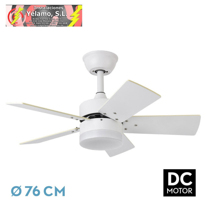VENTILADOR DC MARTA 36W BLANCO 5 ASPAS REV. BLANCO/HAYA 41X76D 3060LM C/ REMOTO , MEMORIA Y TEMPORIZADOR 3000K,4000K,6000K