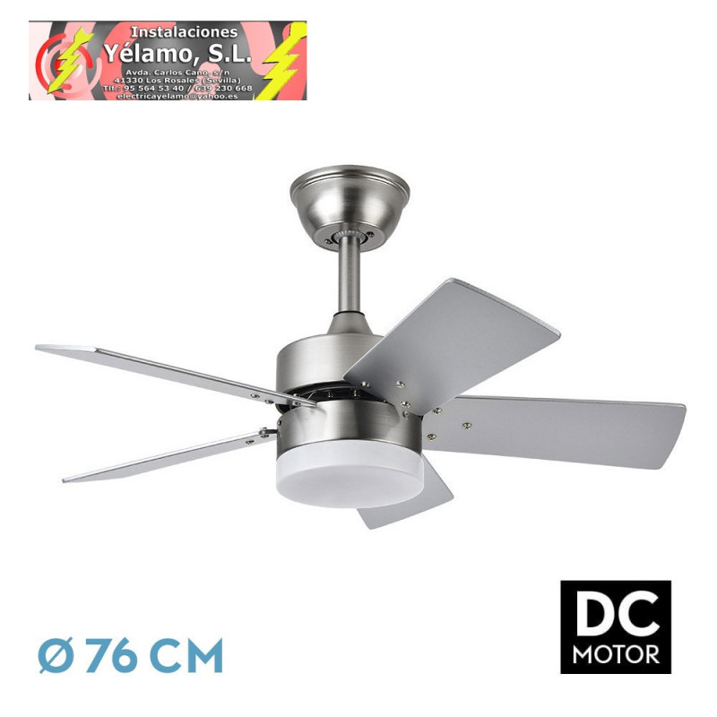 VENTILADOR DC MARTA 36W NIQUEL 5 ASPAS REV. HAYA/PLATA 41X76D 3060LM C/ REMOTO, MEMORIA Y TEMPORIZADOR 3000K,4000K,6000K
