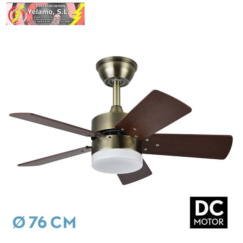 VENTILADOR DC MARTA 36W CUERO 5 ASPAS REV. CEREZO/NOGAL 41X76D 3060LM C/ REMOTO , MEMORIA Y TEMP. 3000K,4000K,6000K