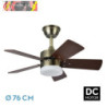 VENTILADOR DC MARTA 36W CUERO 5 ASPAS REV. CEREZO/NOGAL 41X76D 3060LM C/ REMOTO , MEMORIA Y TEMP. 3000K,4000K,6000K