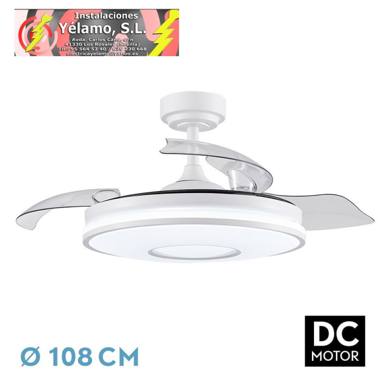 VENTILADOR DC DANI 72W 7200LM BLANCO 3ASPAS 6VELOCIDADES 108D 3000-4000-6000K REMOTO+MEMORIA+TEMPORIZADOR 24