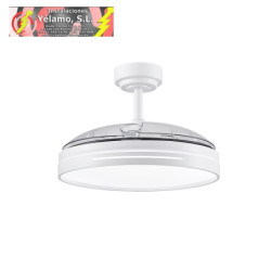 VENTILADOR DC 72W MICENAS BLANCO 3 ASPAS TRANSP. 108D 6 VELOC. 7200LM 3 COLORES C/REMOTO, MEMORIA Y TEMPORIZADOR 24