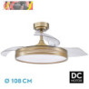VENTILADOR DC 72W MICENAS CUERO 3ASP.TRANSP.108D 6VEL 7200LM 3COLORES REMOTO,MEMORIA Y TEMPORIZADOR 24