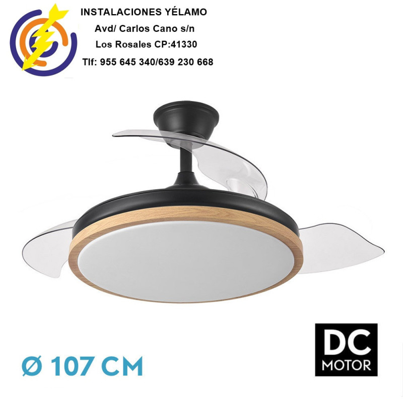 VENTILADOR DC EVROS 72W 6120LM NEGRO/HAYA 107D 3ASP.DESPLEGABLES 3000-4000-6000K REMOTO+TEMP+MEMORIA