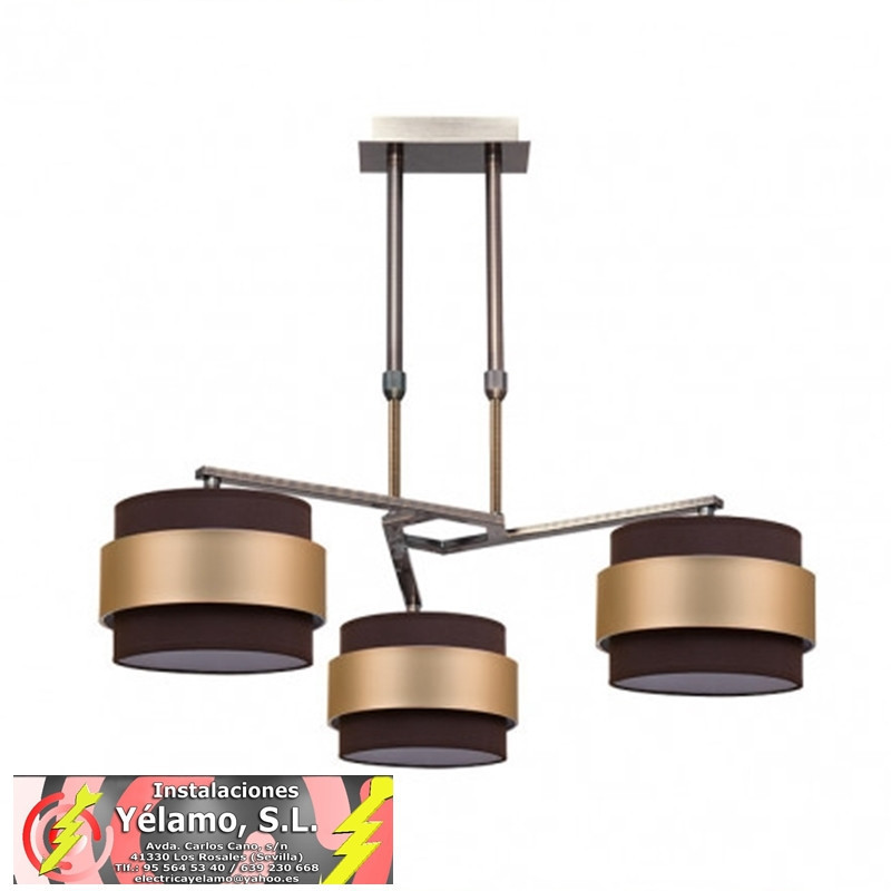 LAMPARA BREMEN CUERO/MARRON-ORO 3XE14 (REGX40)