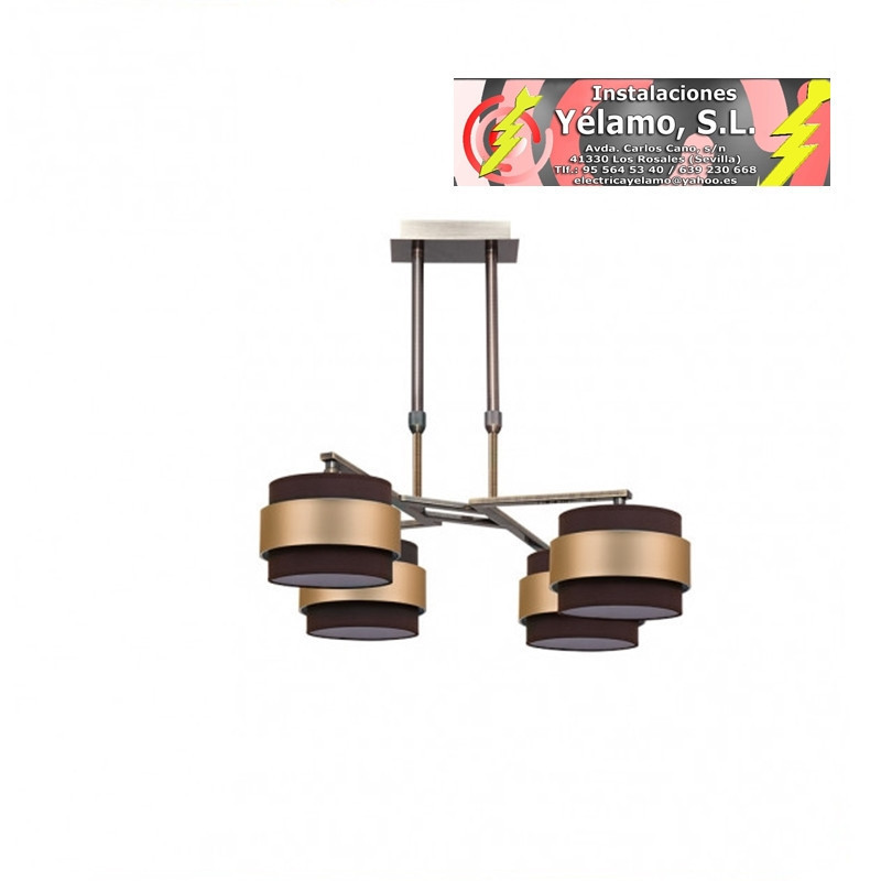 LAMPARA 4X BREMEN CUERO/MARRON-ORO 4XE14 REGX60D