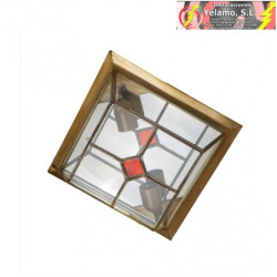 PLAFON GRANDE GRANADINO 2XE27 CUERO/ROJO 11X28,5X28,5cm