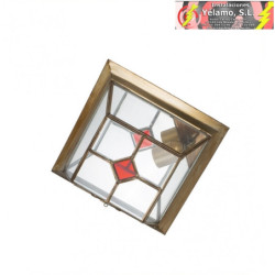 PLAFON PEQUEÑO GRANADINO CUERO/ROJO 1XE27 10X26X26cm