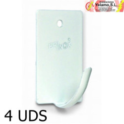 COLGADOR GANCHO LARGO. ADHESIVO LACADO BLANCO. BLISTER 3 UNIDADES