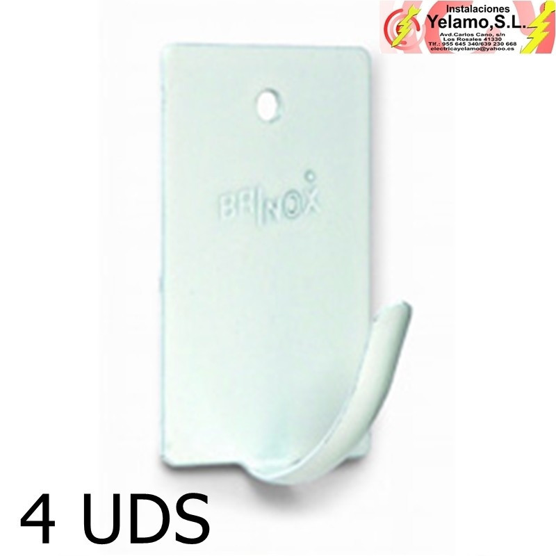 COLGADOR GANCHO LARGO. ADHESIVO LACADO BLANCO. BLISTER 3 UNIDADES