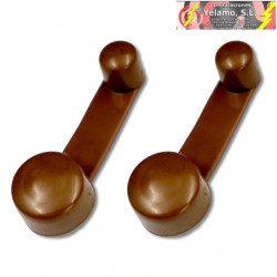 TOPE RETENEDOR GIRATORIO. ADHESIVO. COLOR MARRÓN. BLISTER 2 UNIDADES