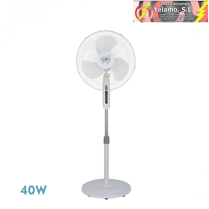 VENTILADOR DE PIE ETESIO BLANCO 3 VELOCIDADES 40W OSCILANTE 3 ASPAS BLANCAS REGX43X40 cm
