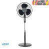 VENTILADOR DE PIE ETESIO NEGRO 3 VELOCIDADES 40W OSCILANTE 3 ASPAS NEGRAS REGX43X40 cm