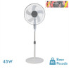 VENTILADOR DE PIE BELMONTE BLANCO/GRIS 3 VEL.45W 5 ASPAS ORIENTABLE, FIJO Y ROTATORIO REGX43X40 cm