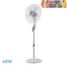 VENTILADOR DE PIE FLOXO BLANCO/GRIS 3 VEL. 45W C/REMOTO TEMPORIZADOR 5 ASPAS REGX44,5X40 cm