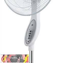 VENTILADOR DE PIE FLOXO BLANCO/GRIS 3 VEL. 45W C/REMOTO TEMPORIZADOR 5 ASPAS REGX44,5X40 cm