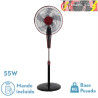 VENTILADOR DE PIE BORLON NEGRO/BURDEOS 3 VEL. 55W 5X2 ASPAS ORIENTABLE+REMOTO+TEMPORIZADOR REGX43X40 cm