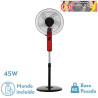 VENTILADOR DE PIE CIRCUS ROJO/NEGRO 3 VEL 45W REGX43X40cm OSCILANTE 5ASP. C/REMOTO, TEMPORIZADOR